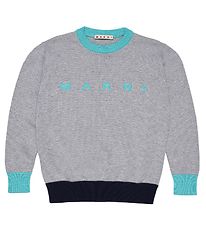 Marni Blouse - Knitted - Grey Melange/Turquoise
