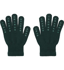 GoBabyGo Gloves - Knitted - Wool - Forest Green w. Dapper