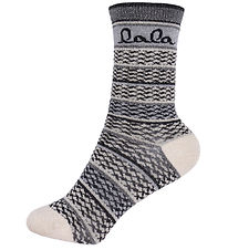 Lala Berlin Socks - Silja - Stripes Grey/Glitter