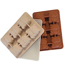 Mikk-Line Ice cube trays - 2-Pack - Silicone - White Swan/Brown