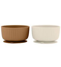 Mikk-Line Bowls - 2-Pack - Silicone - White Swan/Brown Sugar