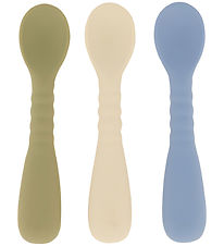 Mikk-Line Spoons - 3-Pack - Silicone - White Swan/Faded Denim/Th