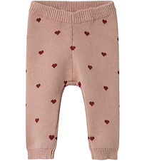 Lil' Atelier Trousers - Knitted - NbfSaran - Nougat w. Hearts