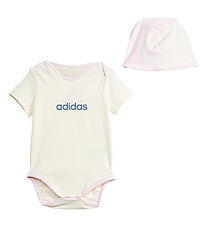 adidas Performance Gift Box - Bodysuit s/s/Beanie- White/Pink